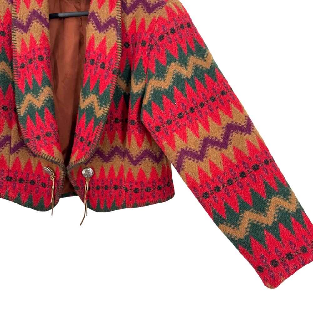 Circle T Womens Sz Medium 100% Wool Aztec Western Jacket Coat Shirt Top Artsy - Picture 7 of 10